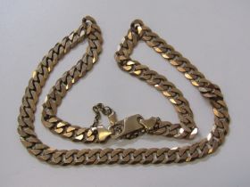 9ct YELLOW GOLD FLAT CURB LINK NECKLACE, approx. 88.3 grams, 22-24"