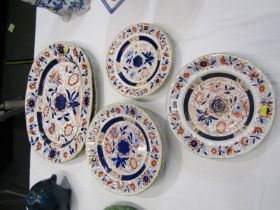 VICTORIAN IRONSTONE, Ashworth Brothers part dinner service of 2 meat plates together with 12