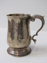 GEORGE III SILVER BALUSTER SHAPE PLAIN BODIED TANKARD, double scroll handle, London 1788, maker S