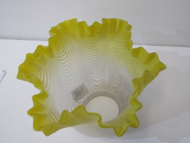 LAMPSHADES, 2 opaque glass lamp shades, 1 with cranberry decoration, other yellow decoration, 15cm - Image 7 of 7