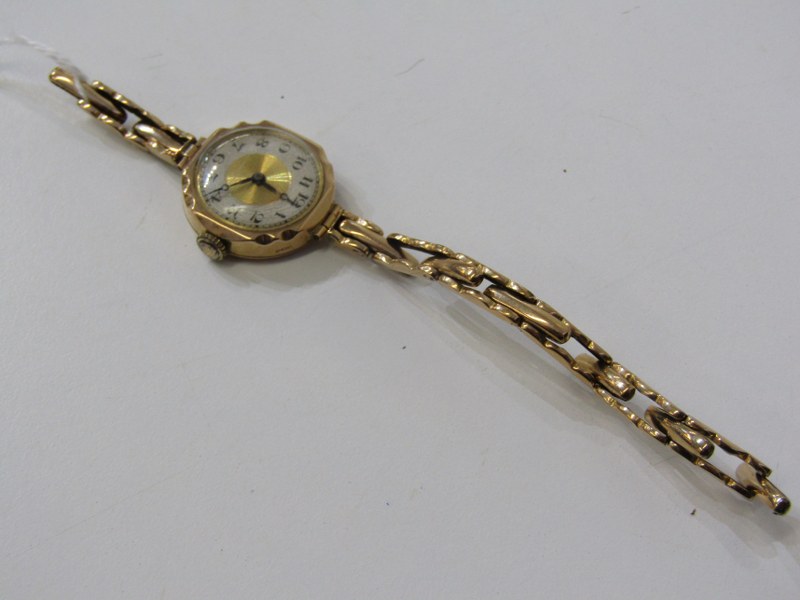 VINTAGE LADY'S GOLD CASED WRIST WATCH, with Arabic numerals, 9ct gold case and strap, 17.4 grams - Image 3 of 3