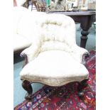 VICTORIAN BUTTON back nursing chair with serpentine front and seat