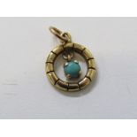 TURQUOISE PENDANT, marked 18ct, approx. 1.4 grams