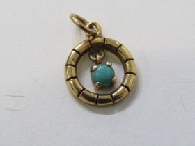 TURQUOISE PENDANT, marked 18ct, approx. 1.4 grams