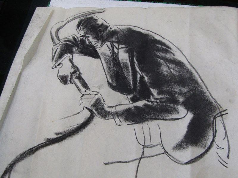PORTFOLIO OF CHARCOAL DRAWINGS, various portraits