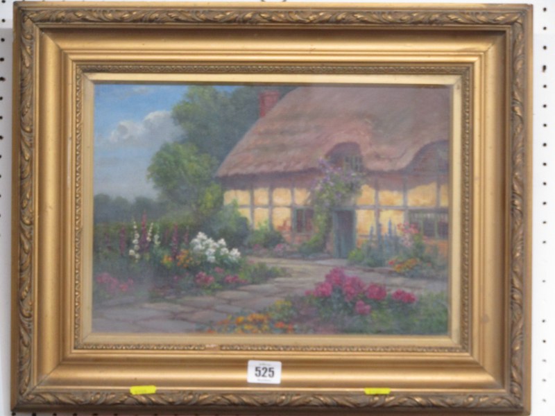 ENGLISH SCHOOL, oil on canvas "A Country Garden", 24cm x 34cm - Image 2 of 3