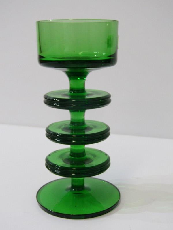 RETRO GLASS, a green glass candle holder by Ronald Bennett Wilson for Wedgwood, 15cms, a Finnish - Image 2 of 5