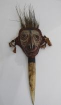 TRIBAL MASK, ceremonial tribal mask with handle, 36cm