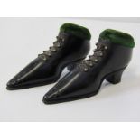 NOVELTY PIN CUSHIONS, pair of 19th Century boot form pin cushions, 8cm length