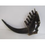 NEW GUINEA MEDICINE HORN, New Guinea medicine horn with carved decoration, 58cm