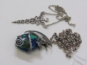 WHITE METAL & SILVER ITEMS including silver belcher link necklaces, white metal fantasy dragon style