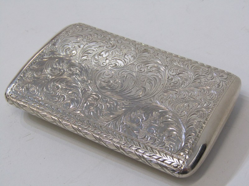 SILVER POWDER CASE, foliate decorated case of bowed form with silver gilt interior, 9cm length, 92 - Image 2 of 4