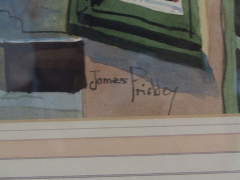 JAMES PRIDDEY, signed watercolour "The boat haul, Evesham", also a signed etching "In the workshop", - Image 3 of 6