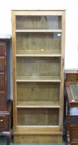 PINE DISPLAY CABINET, stripped pine cabinet, fitted 1 glazed door, enclosing 4 shelves, 70cm width