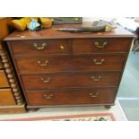 EARLY 19TH CENTURY MAHOGANY CHEST, 2 short and 3 long drawers, 110cm width