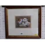 SIGNED WATERCOLOUR, "Jack Russels at play", indistinctly signed to right hand corner, 13cm x 17cm