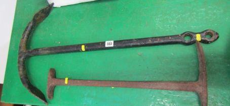 CAST IRON ANCHOR, 81cm, together with metal shoe last