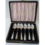 SILVER TEASPOONS, cased set of silver teaspoons by John Sherwood & Sons, Sheffield, 1944, 68 grams