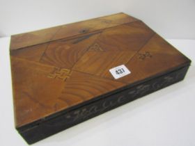ORIENTAL WRITING SLOPE, inlaid writing slope with black ebonised fitted interior, 31cm width