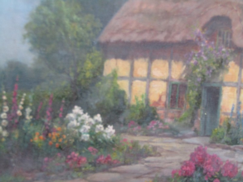 ENGLISH SCHOOL, oil on canvas "A Country Garden", 24cm x 34cm - Image 3 of 3