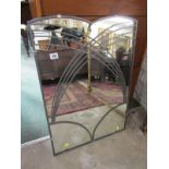 ART DECO DESIGN MIRROR, leaded glazed Art Deco design mirror, 73cm height