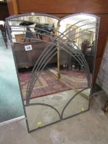 ART DECO DESIGN MIRROR, leaded glazed Art Deco design mirror, 73cm height