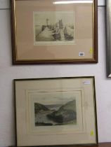 ANTIQUE ETCHING, "Banjo Pier, Looe" by Robert Smith, 17cm x 22cm, together with an early engraving