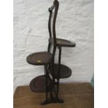 EDWARDIAN CAKE STAND, folding mahogany 4 tier cake stand, 84cm height