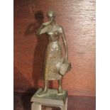 BERCHMELK, Dutch bronze figure of a peasant girl signed to base 15cms