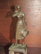 BERCHMELK, Dutch bronze figure of a peasant girl signed to base 15cms