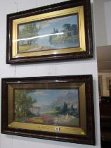 CONTINENTAL LANDSCAPE PRINTS, "Meditation" and "The Pergola" , 28cm x 58cm