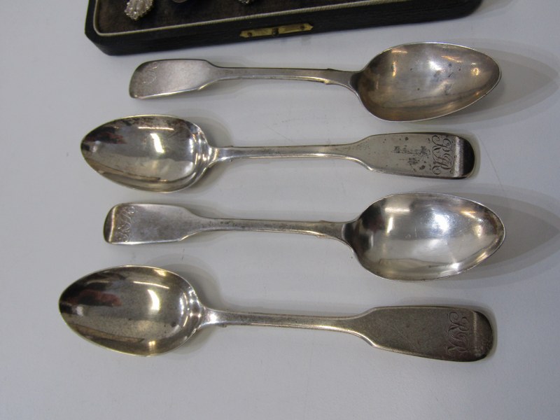 SET OF 6 SILVER TEA SPOONS in fitted case, maker HW of Sheffield, together with 4 assorted silver - Image 3 of 5