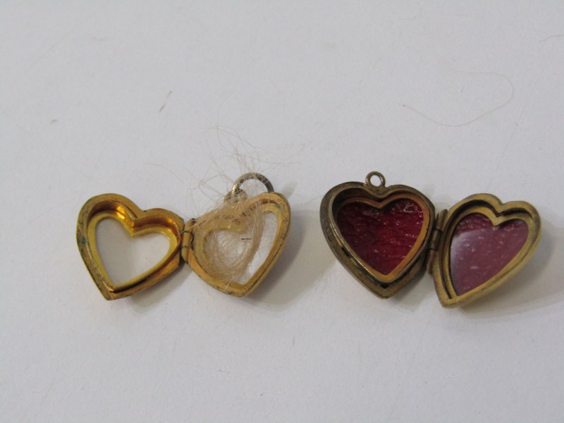 HEART SHAPED PENDANTS, 2 yellow metal heart shaped pendants, with foliate engraved decoration, - Image 2 of 2