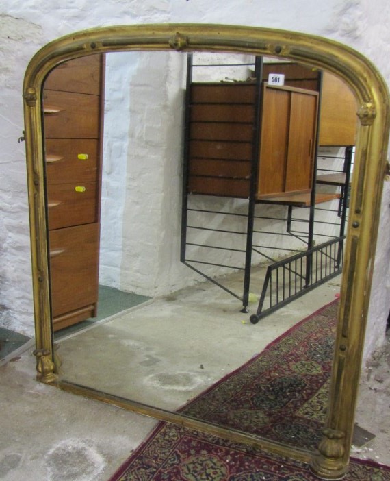 VICTORIAN OVER MANTEL, 19th Century gilt framed over mantel mirror, 102cm height 90cm width