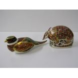 ROYAL CROWN DERBY, 2 Royal Crown Derby figures, 1 of an armadillo with silver button to base, 12cm