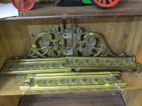 VICTORIAN BRASS SINK FRAME, heavy brass sink frame with 3 panel supports with shell motifs, 49cm and