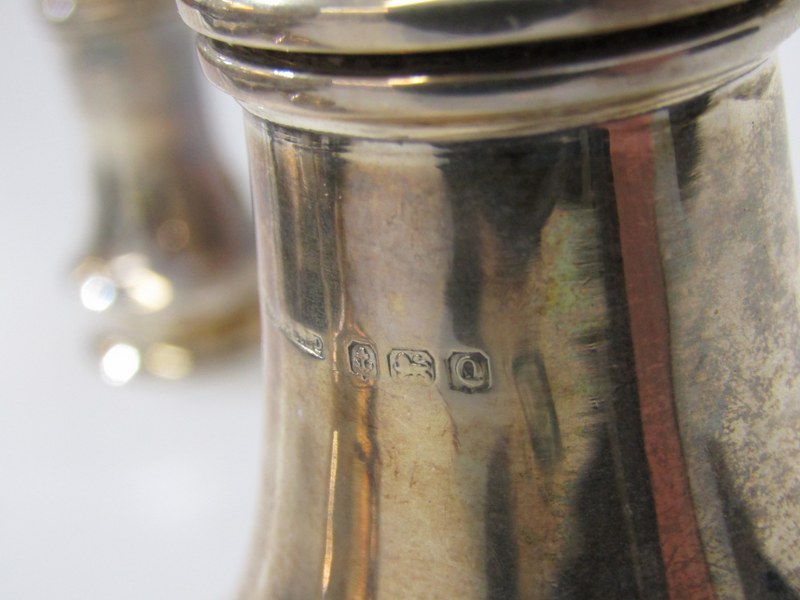 SILVER SUGAR CASTOR of baluster form with pierced lid, Birmingham HM, 14cm height, also a salt and - Image 3 of 5