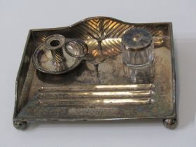 SILVER DESK TIDY, base by Hubbert Thornhill of London 1888, 16cm width, 240 grams