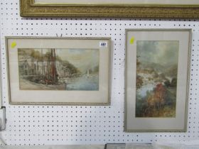 W H SWEET, pair of watercolours, "West Looe quay" 16cm x 31cm & 16cm x 29cm