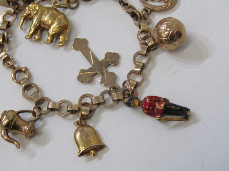 GOLD CHARM BRACELET, 9ct gold bracelet set with 10 charms, 18.5 grams - Image 4 of 5