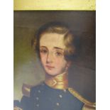 19TH CENTURY PORTRAIT, oil on canvas portrait of a young naval officer 31 x 26cms