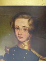 19TH CENTURY PORTRAIT, oil on canvas portrait of a young naval officer 31 x 26cms