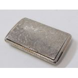 SILVER POWDER CASE, foliate decorated case of bowed form with silver gilt interior, 9cm length, 92