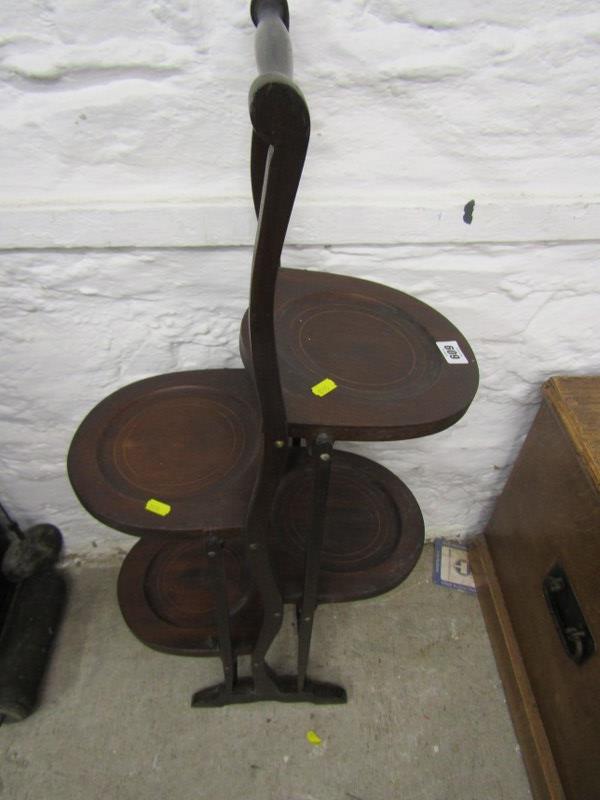 EDWARDIAN CAKE STAND, folding mahogany 4 tier cake stand, 84cm height - Image 6 of 6