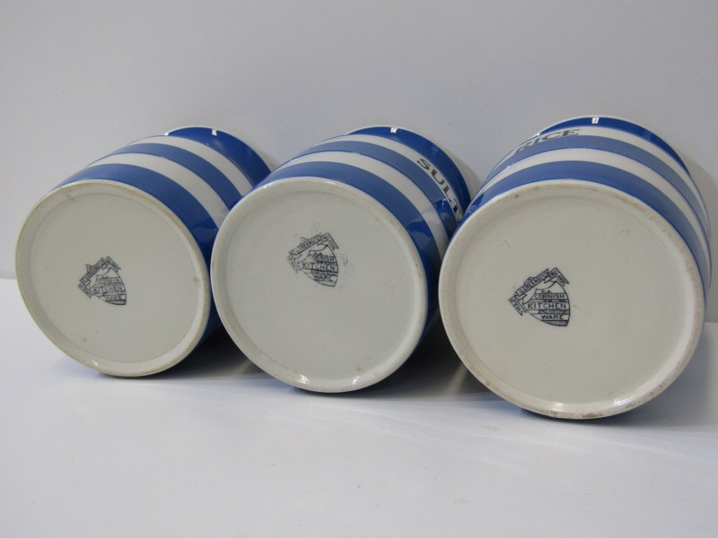 CORNISHWARE, 3 T G Green lidded storage jars, Salt, Sultanas and Rice with black T G Green mark to - Image 3 of 3