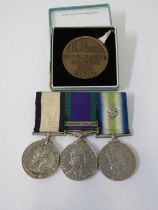 COPY MEDAL GROUP & OLYMPIC MEDALLION, Elizabeth II Tailor's set/copy group of 3 medals including