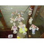 PIN DOLL/HALF LADY FIGURES, collection of 10 figures various sizes largest 12 cms.