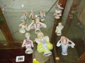 PIN DOLL/HALF LADY FIGURES, collection of 10 figures various sizes largest 12 cms.