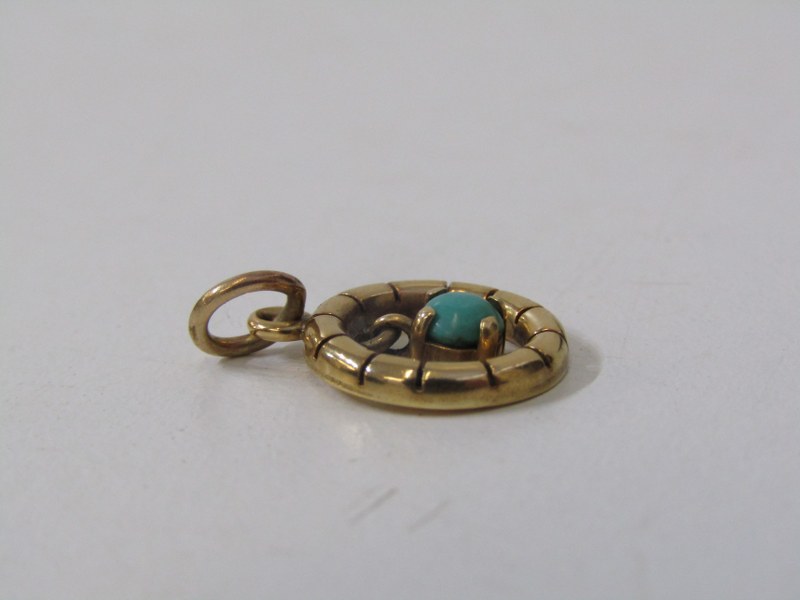 TURQUOISE PENDANT, marked 18ct, approx. 1.4 grams - Image 2 of 2
