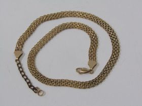9ct YELLOW GOLD NECKLACE, 16", 6.7 grams
